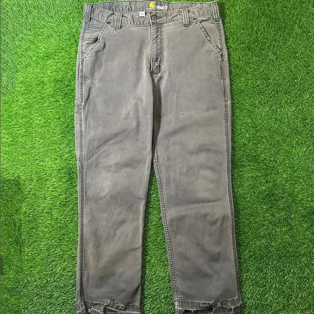 Carhartt Relaxed Fit Distressed Work Pants Faded Gray